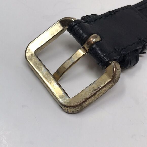 Burberry Womens Size 28/70 Black Smoked Check Nylon Leather Trim Belt Buckle main image 5